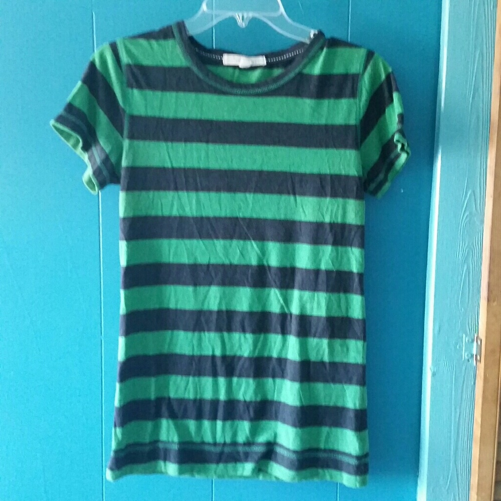 Forever 21 Green & Black Horizontal Stripe T-Shirt